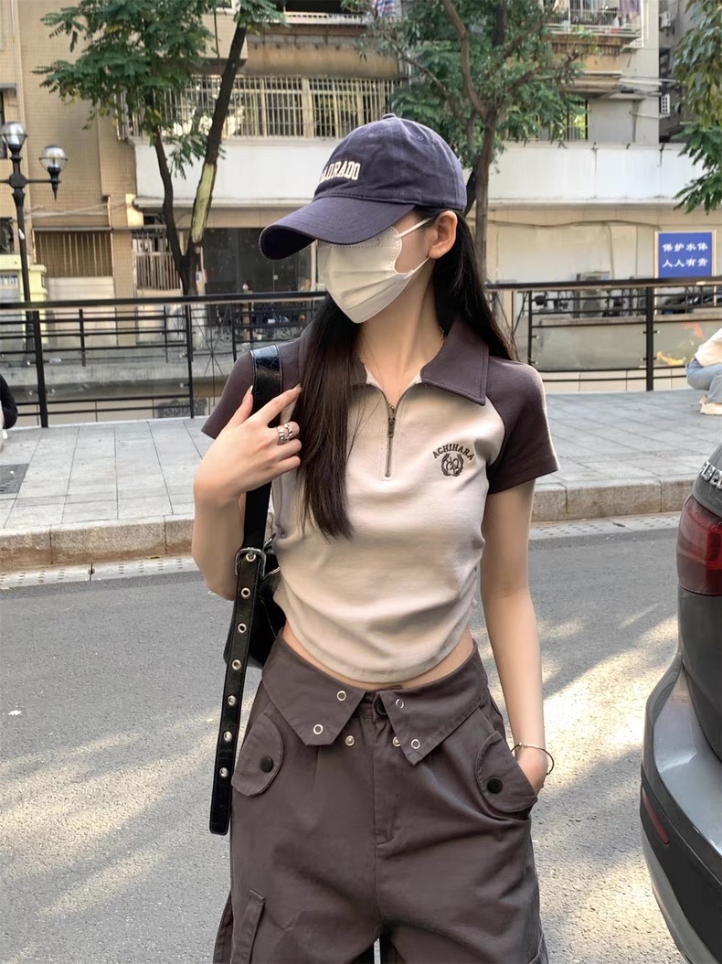 ACHI Zipper tee เสื้อสตรีทไหมพรมแต่งซิป