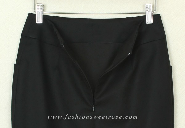 SK-382 กระโปรงแฟชั่น กระโปรงทำงาน ทรงสอบ ผ้าญี่ปุ่นผสมสเปนเด็กสีดำ