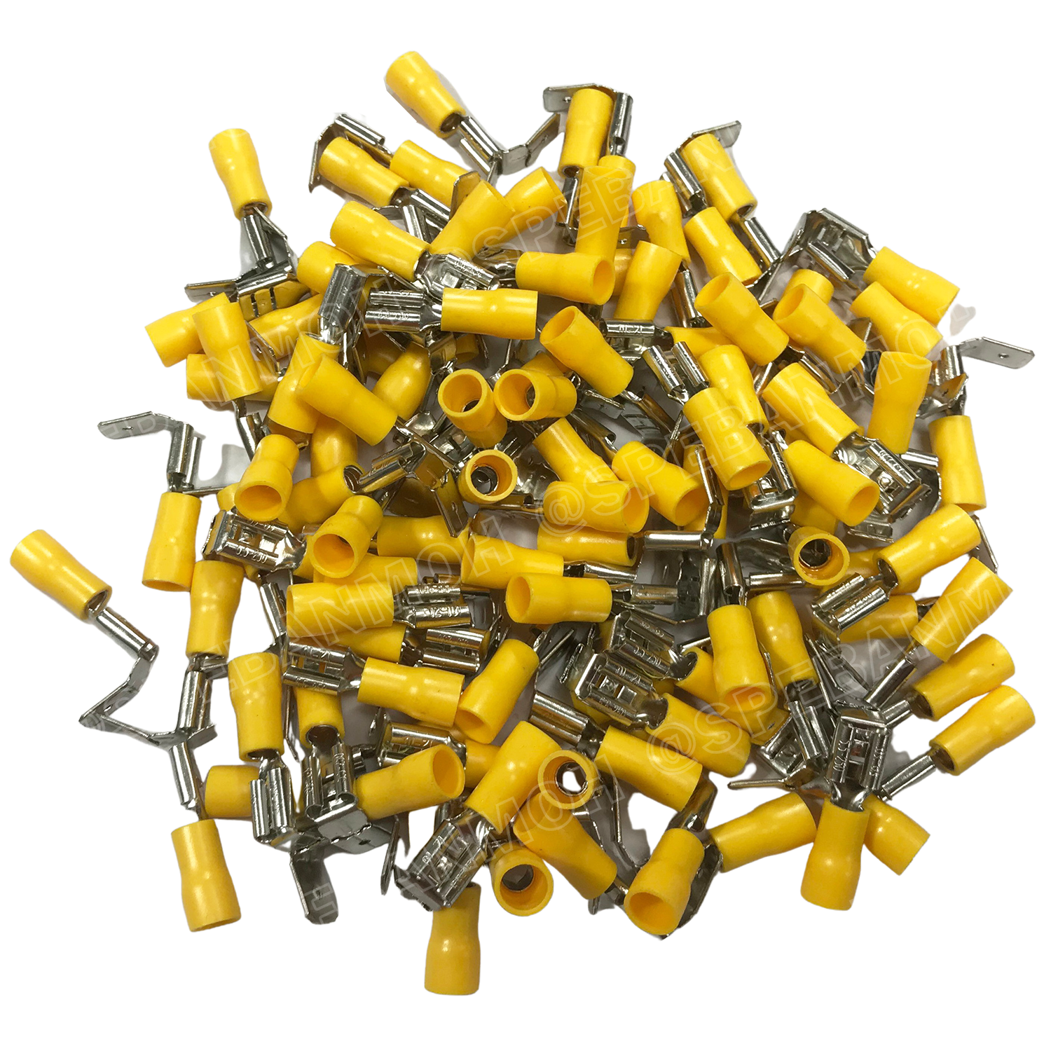 [ 100 ตัว/ถุง ] PBDD 5.5-250 เหลือง Yellow หางปลาเสียบแยกสายไฟ Insulated Piggy Back Disconnect หางปลาเสียแอร์ แยกสายสายไฟ Insulated Terminal เทอร์มินอล หางปลาย้ำสายไฟ หางปลา หางปลาหุ้ม หางปลาแฉก Terminal Crimping หางปลาหุ้มฉนวน หางปลากลม