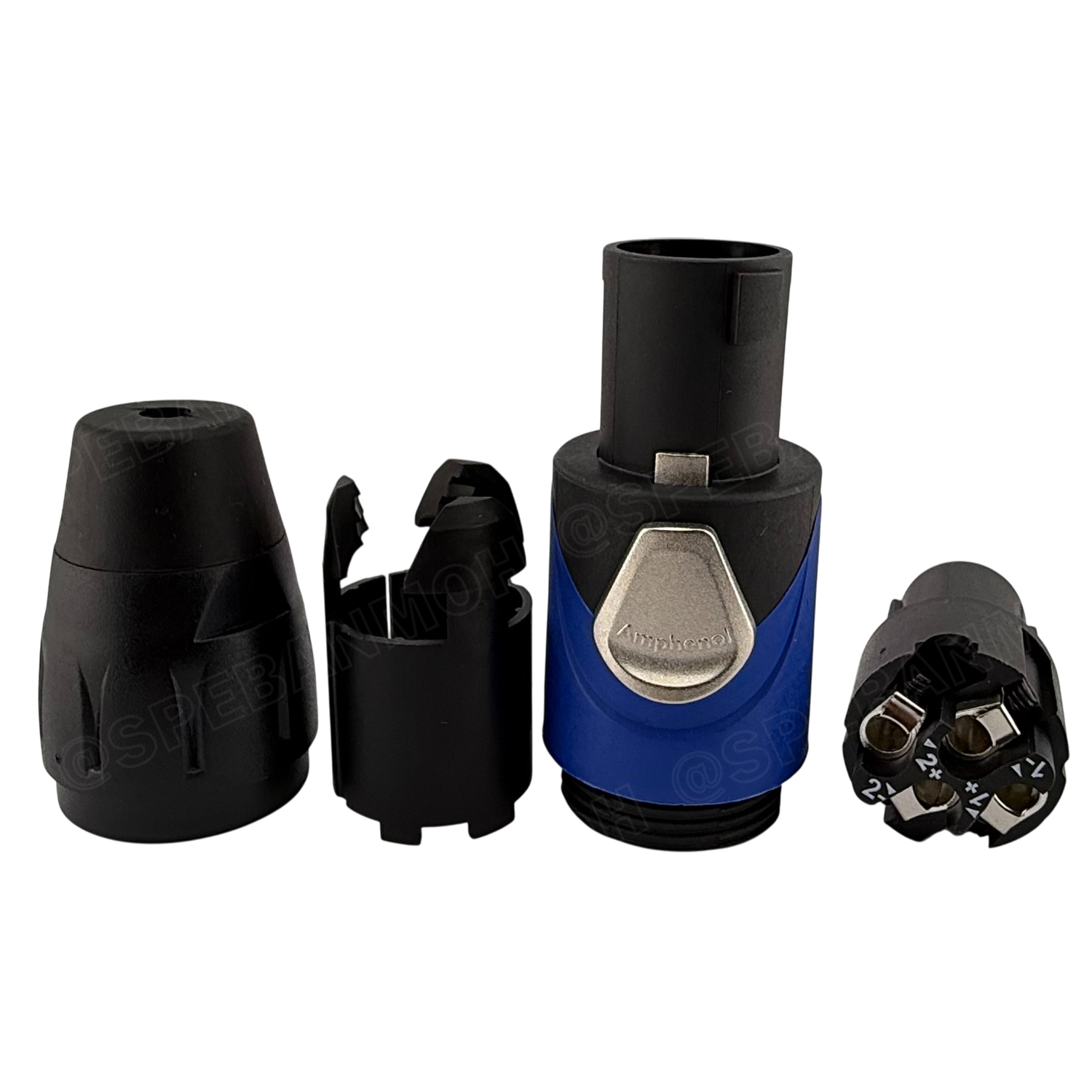 [ 1 ชิ้น ] SP-4-F สเป็คคอน Amphenol แอมฟีนอล 4โพล SP Loudspeaker, 4 Pole คอนเน็คเตอร์ลำโพง Blue Sleeve Cable Connect หัวแจ็คลำโพง SP4F SPEAKON Amphenol Jack ปลั๊กสเปคคอน ขั้วลำโพง สเปคคอนตัวผู้ สเปคคอนตู้ลำโพง หัวคอนเนคเตอร์ SPEAKON สเปกคอนตัวผู้ สำหรับสา