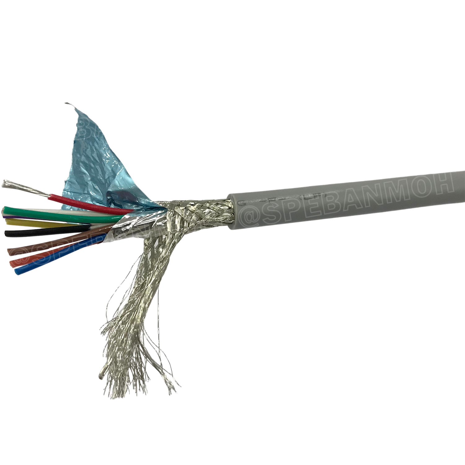 [ 1 เมตร ] TW-2464-BS-24AWG-09C สีเทา Grey สายมัลติคอร์ 9 คอร์ ขนาด 24AWG 9C x 24AWG UL2464 300V 80°C AWG24 เบอร์ 24 สายชีลรอบ Braid Shielded Multicore Cable 9C Computer Cable TCU Tinned Stranded Copper AWM 2464 24AWG VW-1 80°C 300V E150612 Thai Wonderful