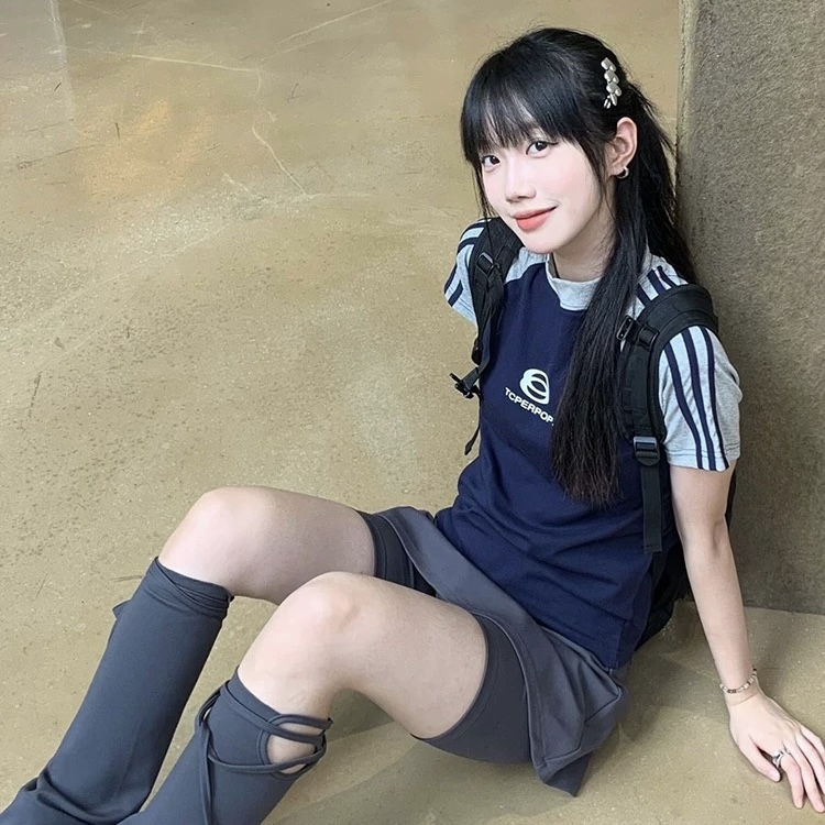 Pink summer tee เสื้อยืดแขนทูโทน