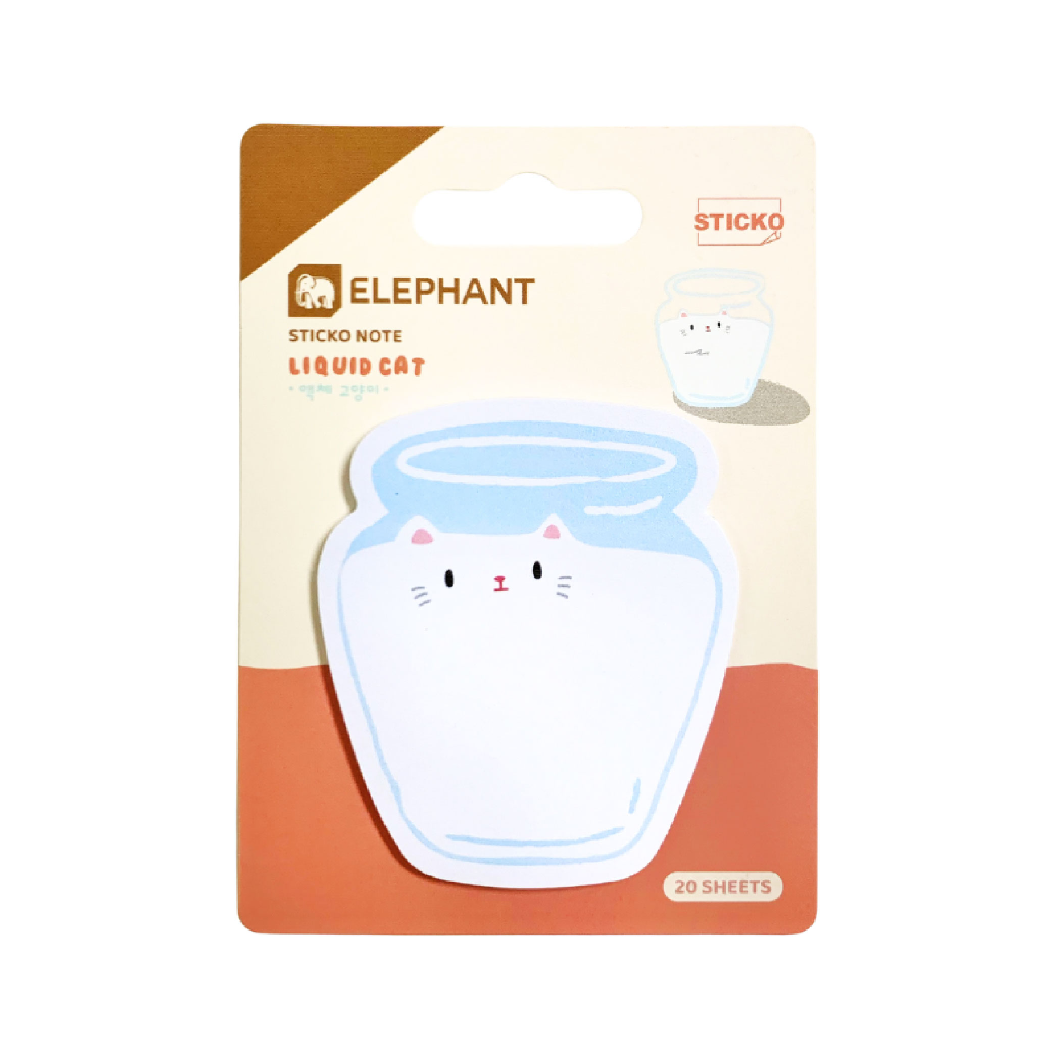 กระดาษโน๊ต โพสอิท Sticko Note ชนิดกาวในตัว แบบไดคัท ตราช้าง Elephant ลาย LIQUID CAT