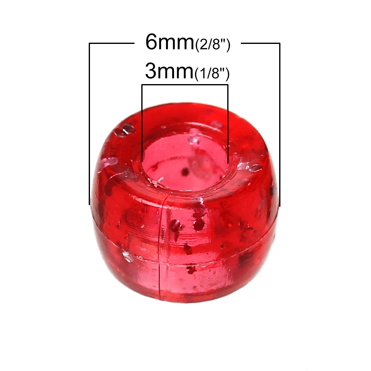 ลูกปัดพสาสติก glitter ระยิบระยับ 6x4 มม. รู 3 มม. 1000 เม็ดคละสี