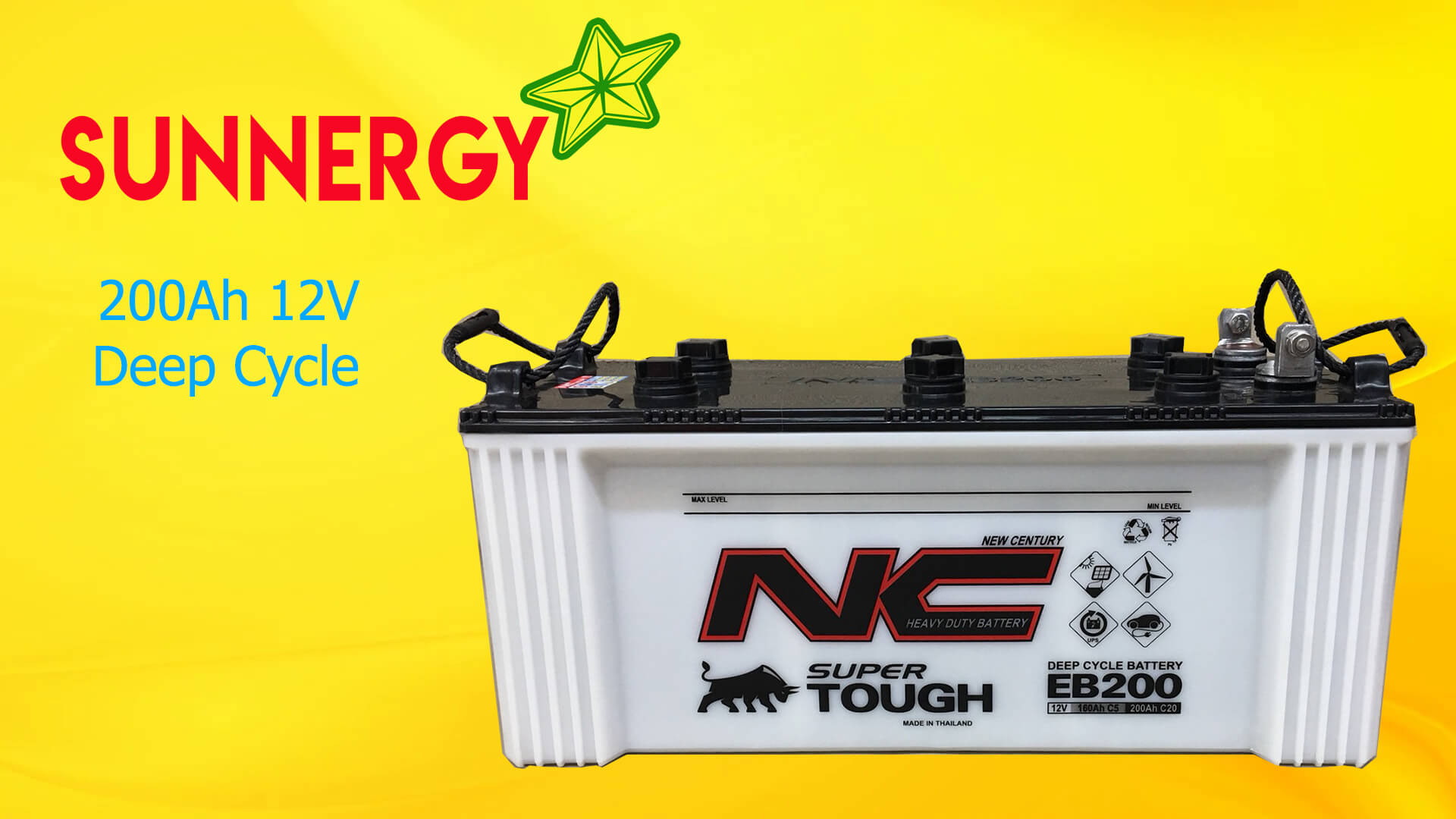 แบตเตอรี่ ชนิด Deep Cycle ขนาด 200Ah 12V - Flooded Type
