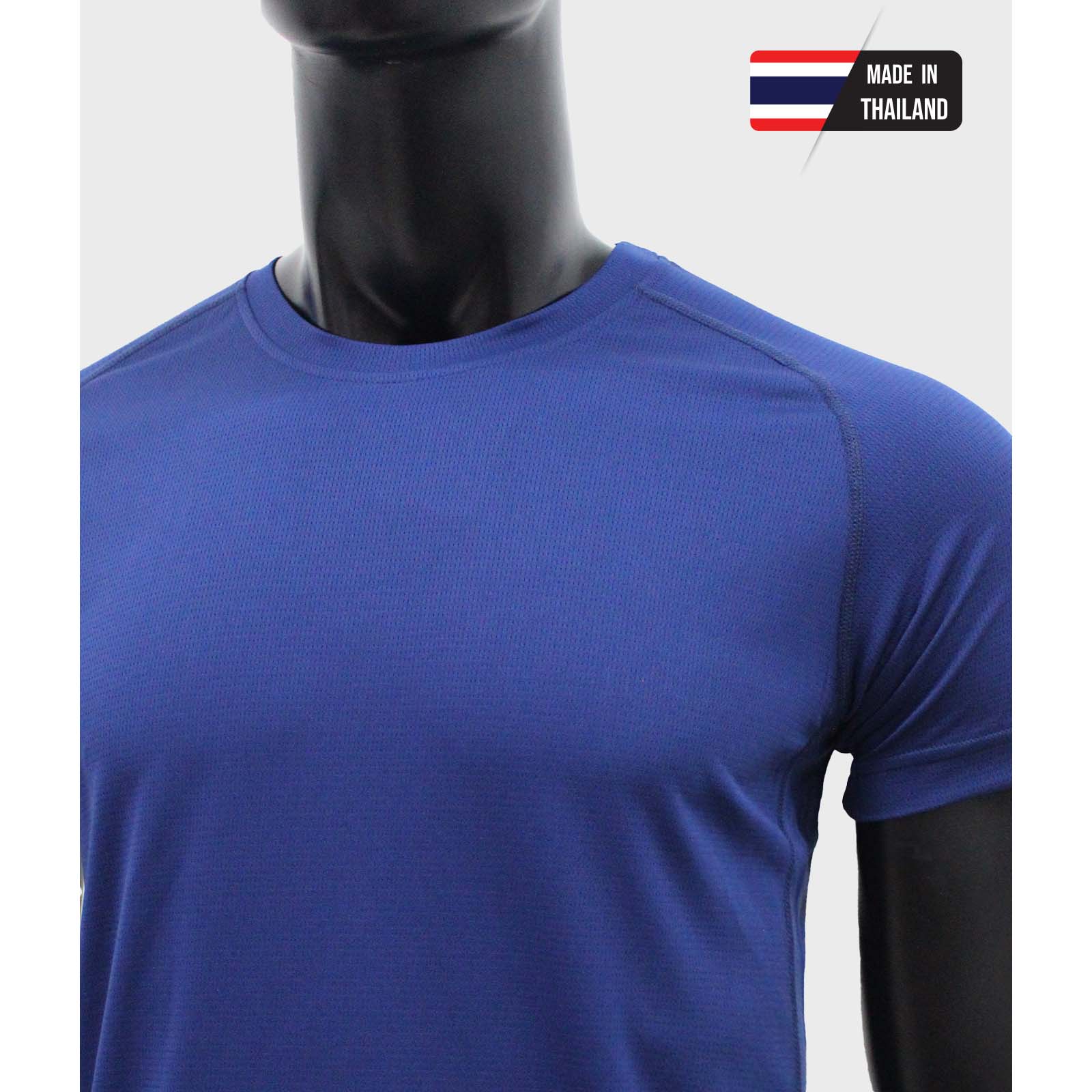 เสื้อคอกลม คอกลมไหล่สโลป ผ้าลายสายฝน ไมโคร 100% สีกรม ใส่สบาย ระบายเหงื่อได้ดี