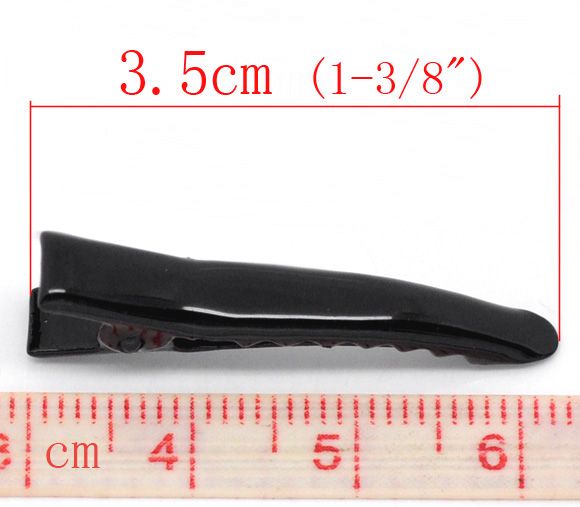 กิ๊บติดผมอัลลอยด์ปากจระเข้สีดำ ขนาด 3.5x0.6cm แพ็ค 20 อัน