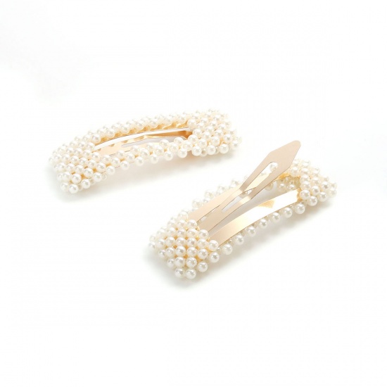 คลิปติดผม มุกเทียมสีขาว ขนาด 7.6cm x 2.6cm 1 ชิ้น