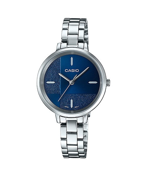 CASIO Standard รุ่น LTP-E152D-2EDF สายสแตนเลส สีเงิน หน้าปัดน้ำเงิน สินค้าของเเท้ รับประกันศูนย์ CMG