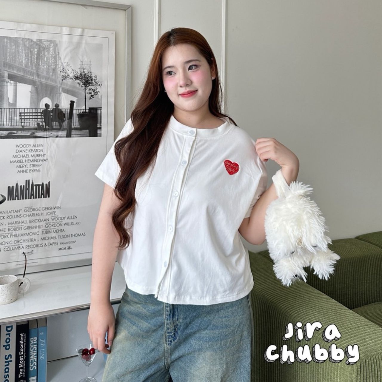 J189 เสื้อ สาวอวบ ผ้ายืดยูนิโคล่ ขาว น้ำตาล ดำ อก40-50นิ้ว หน้าผ้า52นิ้ว