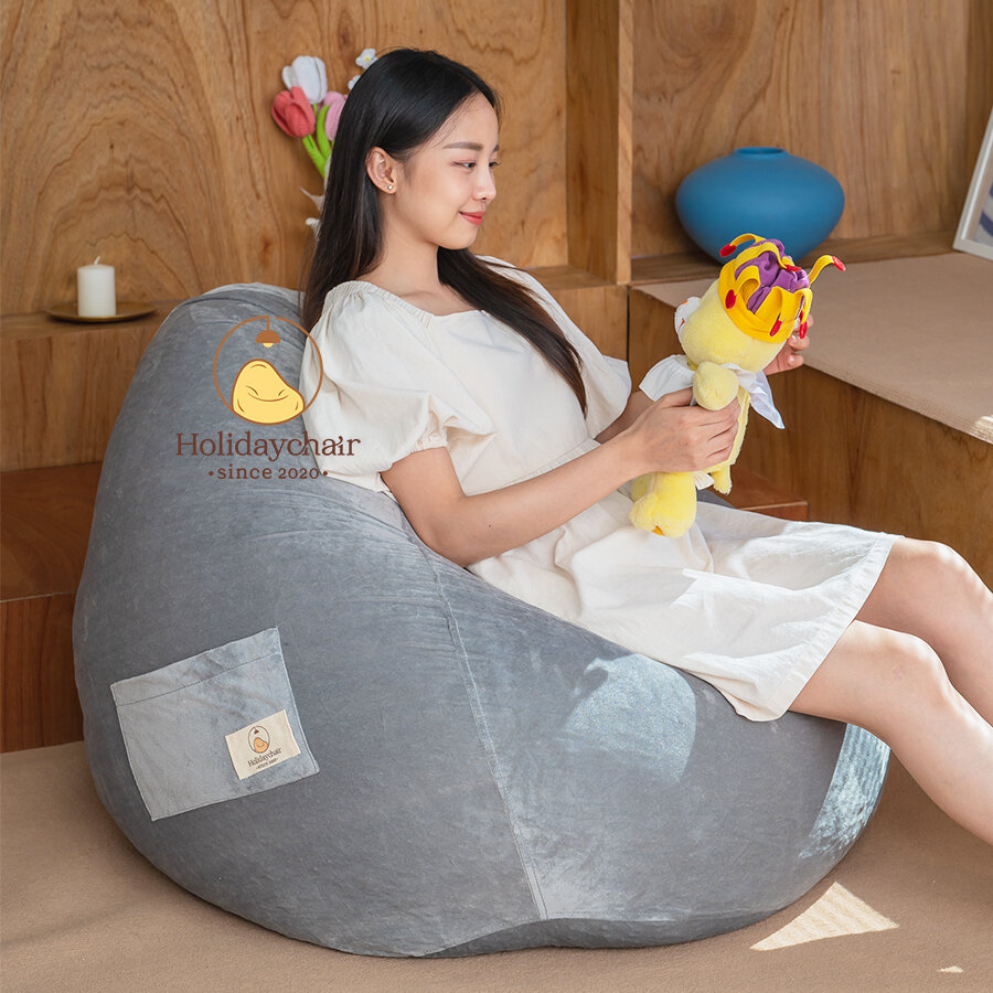 เก้าอี้เม็ดโฟม บีนแบค ทรงหยดน้ำ เนื้อผ้ากำมะหยี่ bean bag เก้าอี้บีนแบ็ก เบาะนั่งเม็ดโฟม เก้าอี้มินิมอล โซฟานั่งพื้น เก้าอี้นั่งเล่น เบาะนั่งเล่น บีนแบ็ก โซฟาบีนแบค รุ่น HCS-002