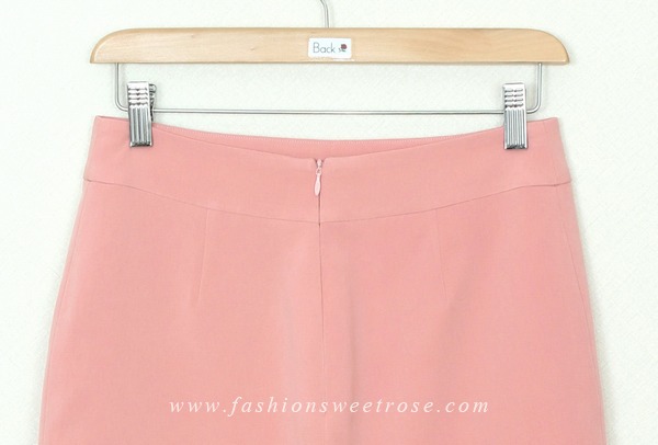 SK-299 กระโปรงแฟชั่น&ทำงาน ทรงสอบ ผ้าไหมอิตาลีสีชมพู Peach Pink ชายกระโปรงจับจีบรอบตัว