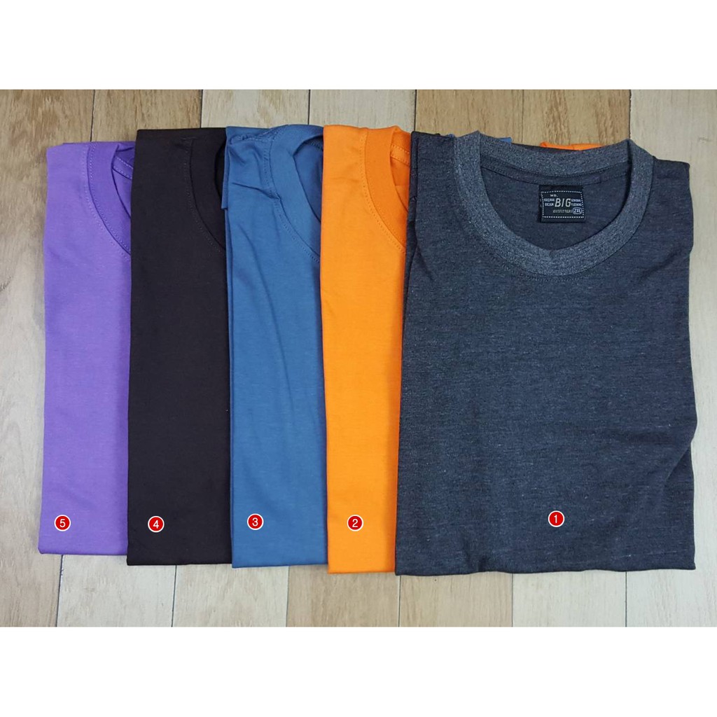 2-6XL เสื้อยืด คอกลม สีพื้น สำหรับผู้ชาย Bigsize 14 สี