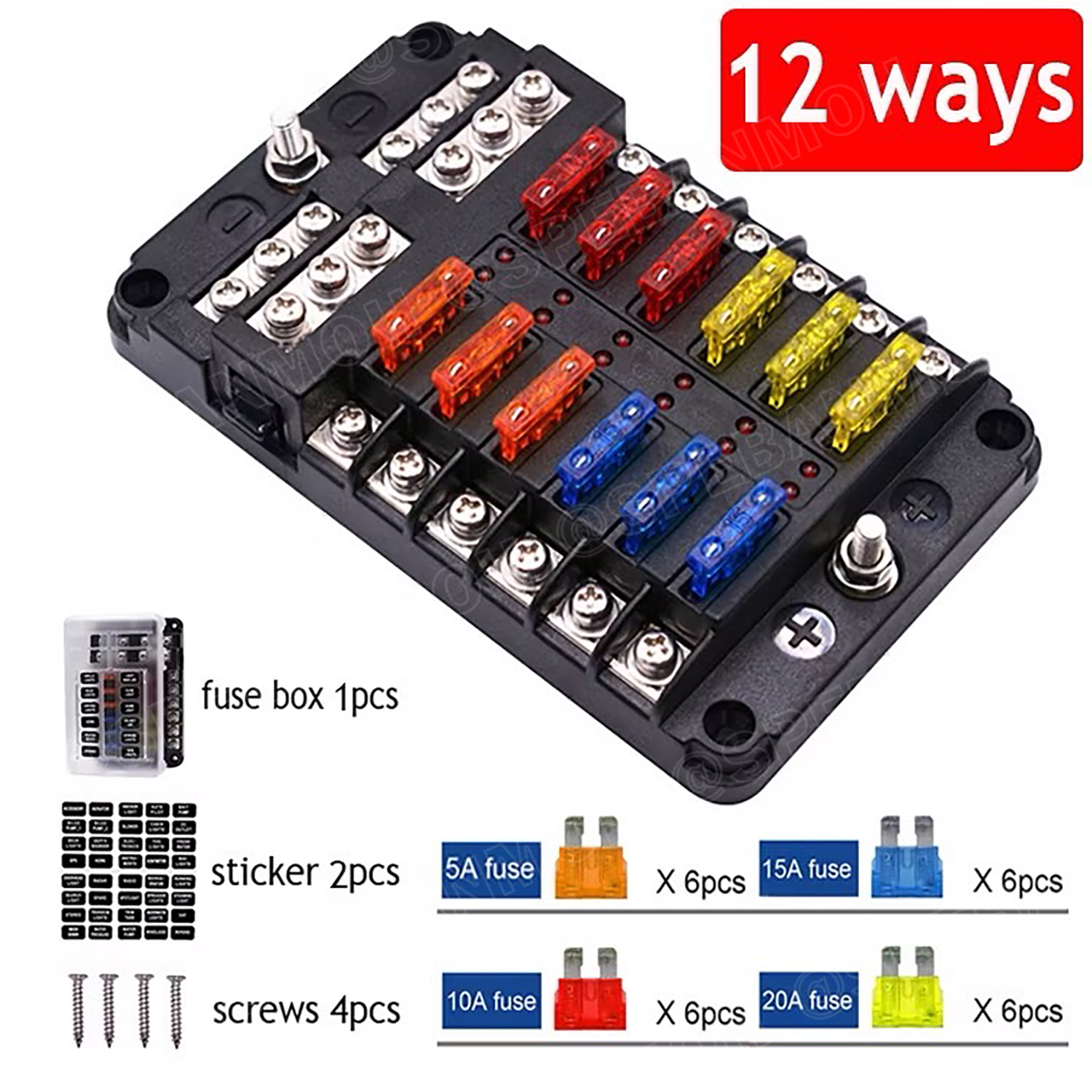 [ 1 ชิ้น ] WP-664A2 (FB-1714) กล่องฟิวส์รถยนต์ 12 ช่อง พร้อมฝาครอบ FB-1714 12 Way Fuse Block กระบอกฟิวส์รถยนต์ 12ช่อง พร้อมลูกฟิวส์ Fuse Holder + Fuse MARINE FUSEBOX ชุดฟิวส์ตัดวงจร 12V 24V DC แผงฟิวส์รถยนค์ รถบรรทุก Auto Fuse 1 In 12 Out ชุดฟิวส์ ดีซี MA