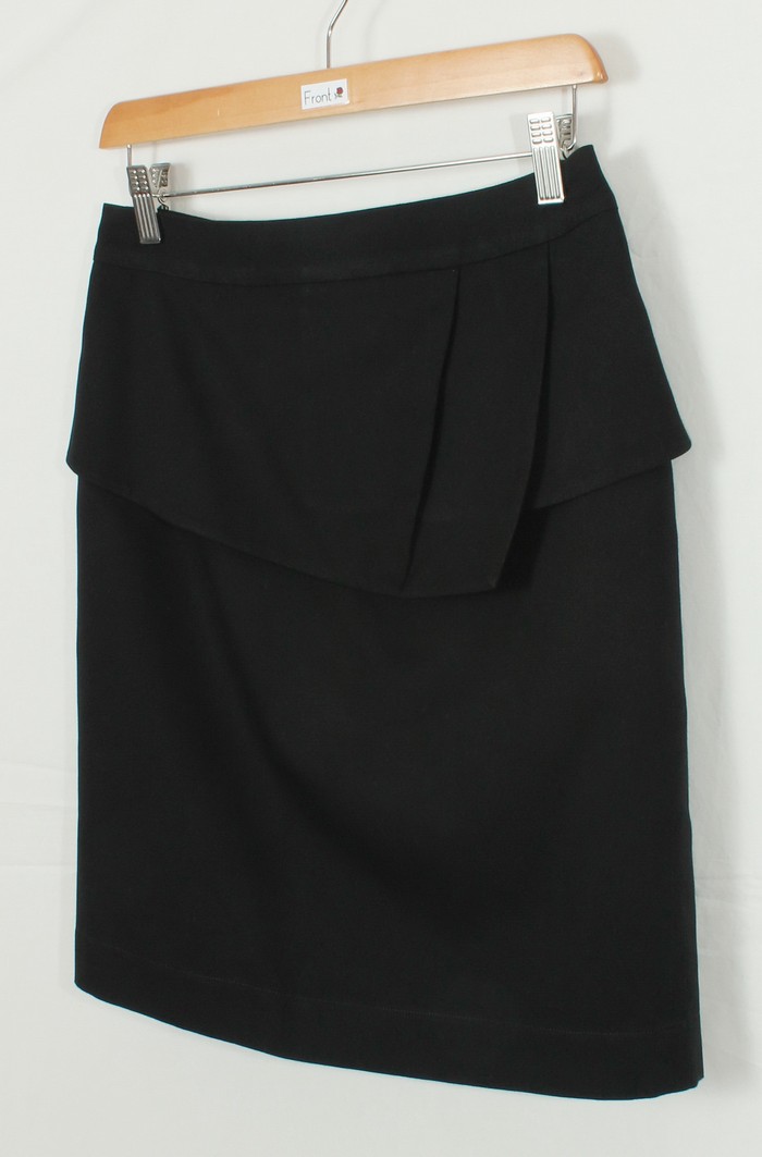 SK-115 กระโปรงแฟชั่น&ทำงาน ทรงสอบ ผ้าคอตตอนญี่ปุ่นสีดำ แต่งระบายด้านหน้ากระโปรง