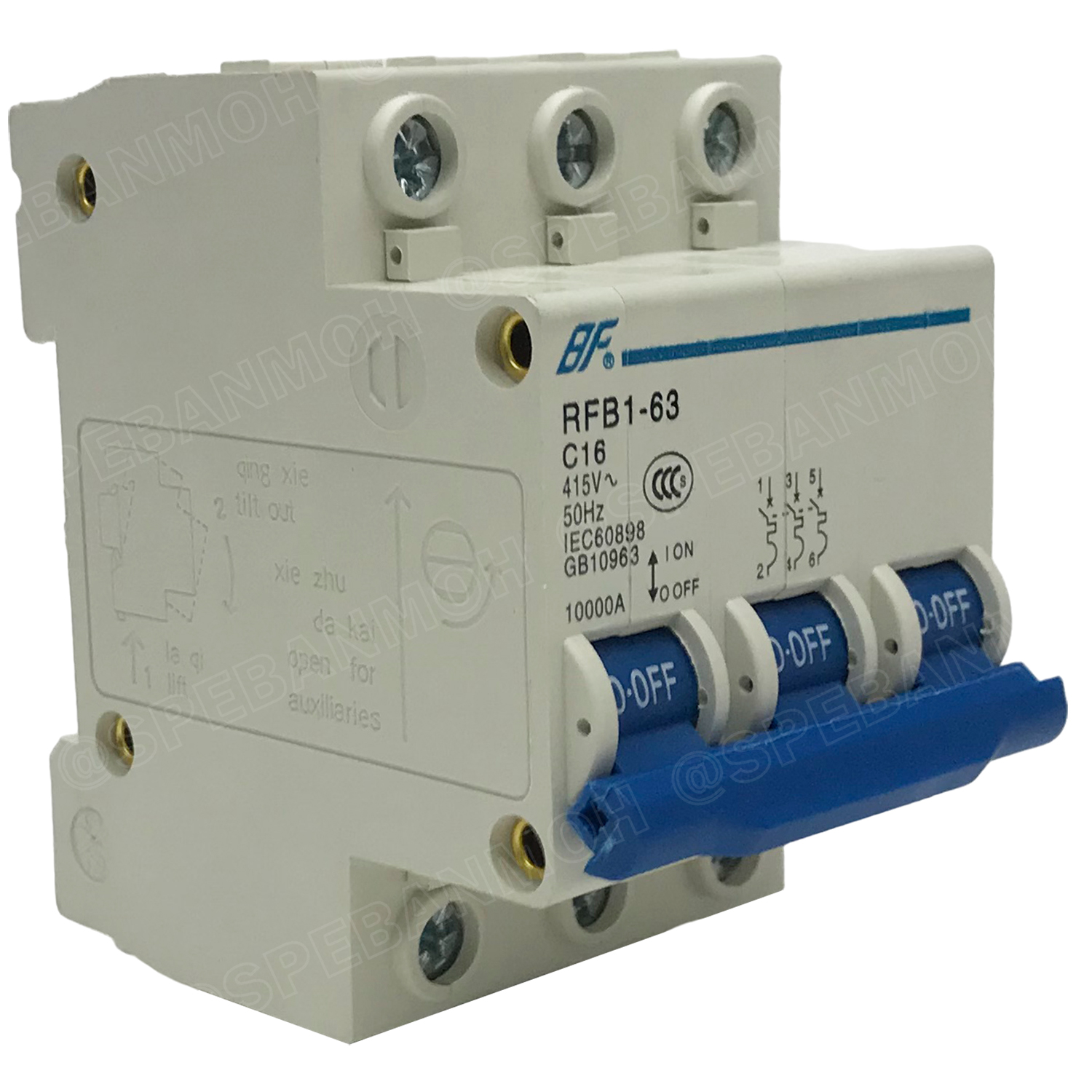 [ 1ชิ้น ] RFB1-63 3P 16A เบรกเกอร์ 6kA Type C เมนเบรกเกอร์ เบรกเกอร์ลูกย่อย ลูกย่อย 3โพล เบรกเกอร์กันไฟเกิน BF เซอร์กิตเบรกเกอร์ RFB1-63 415VAC 3เฟส เบรกเกอร์ไฟบ้าน ยึดรางปิกนก เบรกเกอร์ติดรางดินเรียล 3Phase Mini Circuit Breaker MCB 3P