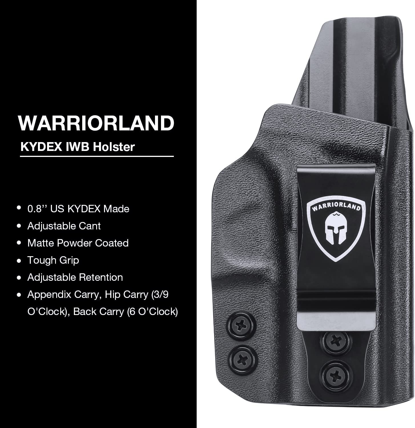 ซองพกใน Glock 43 IWB Kydex Holster, Kydex/Metal Belt Cilp, Fit Glock 43 / Glock 43X Pistol - Not Fit MOS, Right Hand USA WARRIORLAND holster ส่งจากประเทศไทย