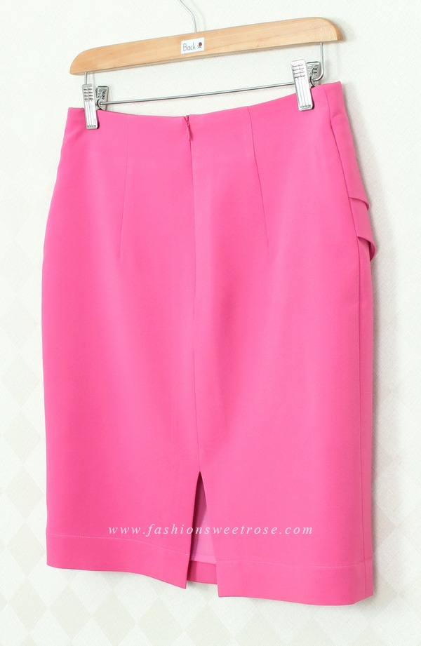 SK-293 กระโปรงแฟชั่น&ทำงาน ทรงสอบ ผ้าไหมอิตาลีสีชมพู Pink Candy