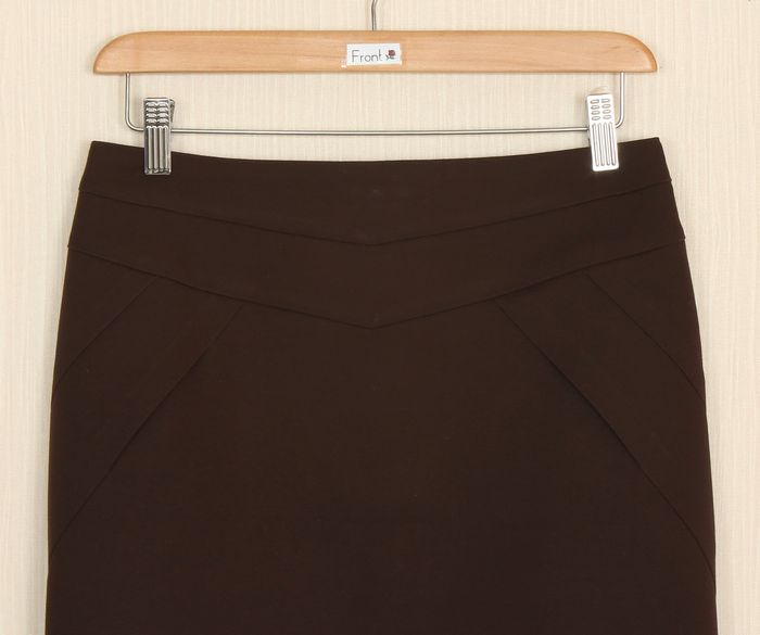 SK-239 กระโปรงแฟชั่น&ทำงาน ทรงสอบตัดต่อ ผ้าคอตต้อนญี่ปุ่นผสมสเป็นเดกสีน้ำตาลเข้ม