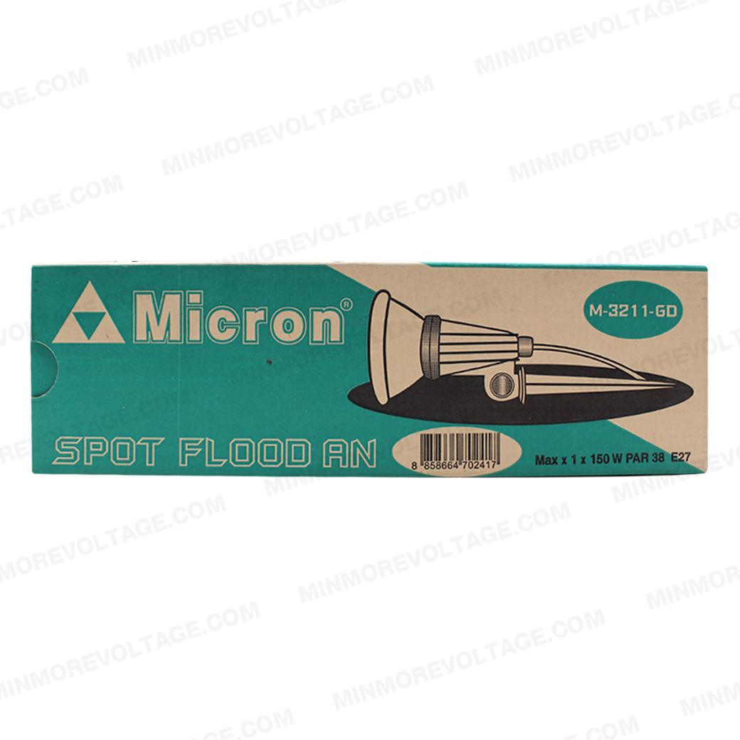 โคมสปอร์ตไลท์ ปักพื้น กันน้ำ ขั้วE27 รุ่น M-3211-GD ยี่ห้อ Micron