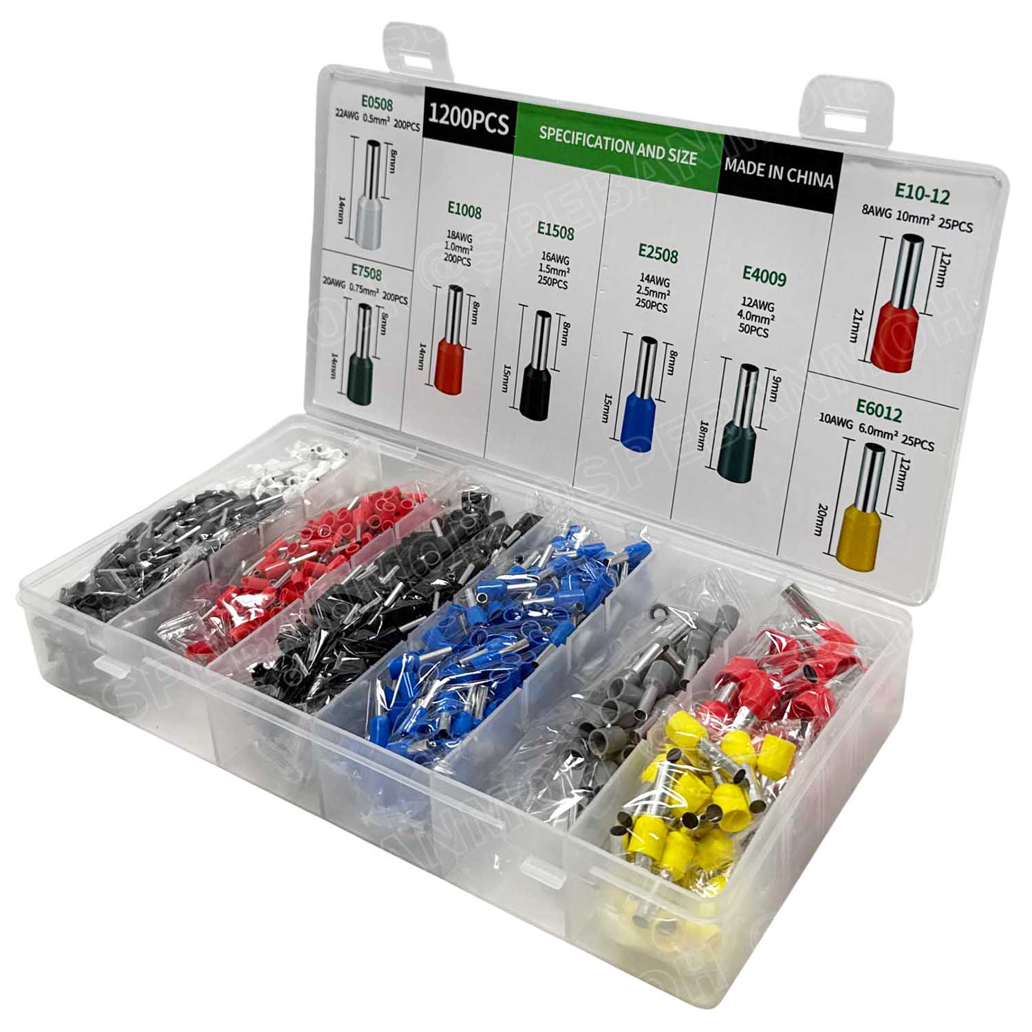 [ 1 กล่อง ] E-1200 หางปลาคอร์ดเอ็น 1200ชิ้น cord end Cord-N ขั้วต่อสายไฟ เทอร์มินอล ขั้วต่อหางปลา Terminal Crimping ครอดเอ็น แบบกล่อง หางปลาย้ำปลายสายไฟ แบบเข็ม ขนาด 22 , 20 , 18 , 16 , 14 , 12 ,10 AWG ข้อต่อย้ำสายแบบเดี่ยว คอร์ดเอ็น cord end แบบกล่อง
