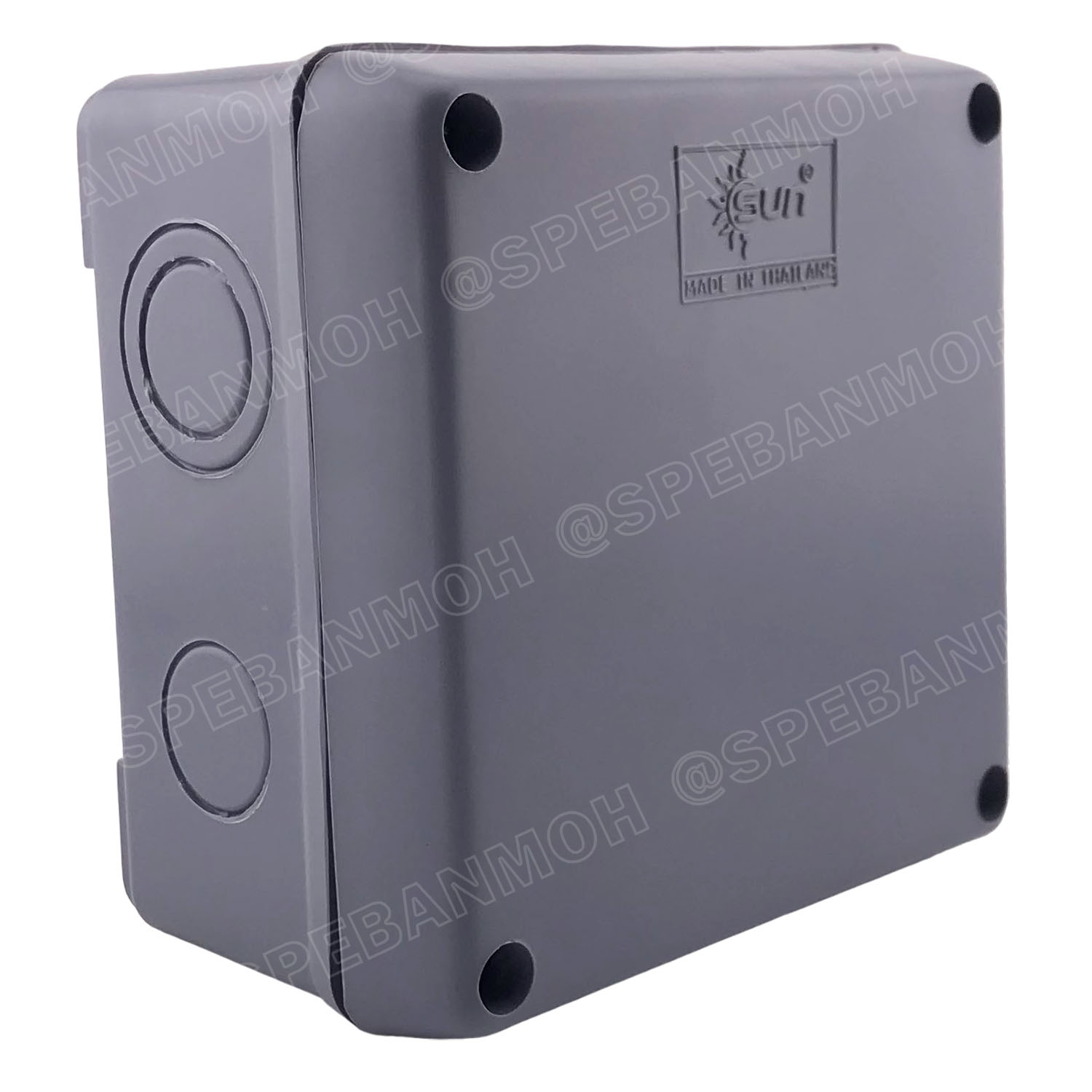 [ 1ชิ้น ] BOX-4X4 SUN กล่องพักสายไฟ กันน้ำ สีเทา Grey Junction Box WaterProof 4นิ้ว 4x4inch กล่องกันน้ำ บล็อคพักสายไฟ พลาสติก 110x110 mm กล่องพักสายแบบเจาะรู บล็อกกันน้ำ กล่องไฟกันน้ำ Waterproof Box กล่องเก็บสายไฟ เก็บสายไฟ เก็บสาย แบบเหลี่ยม