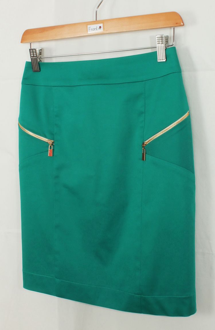 SK-117 กระโปรงแฟชั่น&ทำงาน ทรงสอบ ผ้าคอตต้อนญี่ปุ่นผสมสเปนเดกสีเขียว Deep Sea