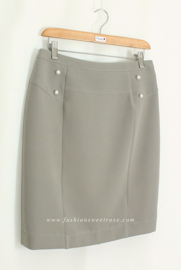 SK-449 กระโปรงทรงสอบ ผ้า Double Twist สีเทา
