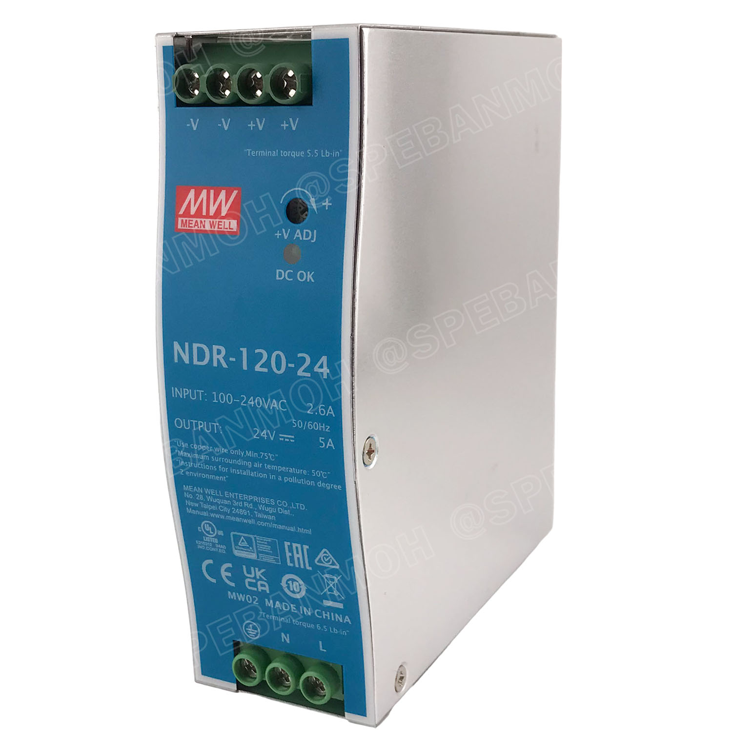 [ 1เครื่อง ] NDR-120-24 พาวเวอร์ซัพพลาย 24V 5A MEAN WELL 120W NDR Single Output Industrial DIN RAIL สวิทชชิ่ง ยึดรางปีกนก INPUT 100-240VAC OUTPUT 24VDC สวิทชิ่ง เมนเวล 24โวตท์ สำหรับ DIN Rail มีนเวล บอร์ดแปลงไฟ หม้อแปลงไฟ AC to DC