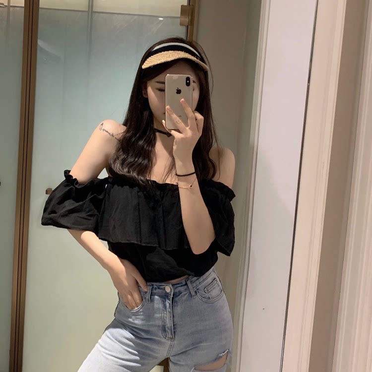 Crop top เสื้อครอปสั้นยางยืดจั้มพ์เอว