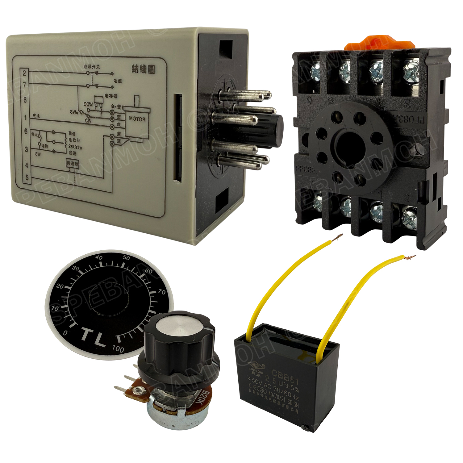 [ 1 ชิ้น ] SS-22 อุปกรณ์ควบคุมความเร็วมอเตอร์ Speed Control Unit 220V 240V AC Motor Speed Control Switch Ohm Potentiometer ชุดปรับรอบมอเตอร์ Motor Speed Pinpoint Regulator Controller ชุดคอนโทรลรอบมอเตอร์