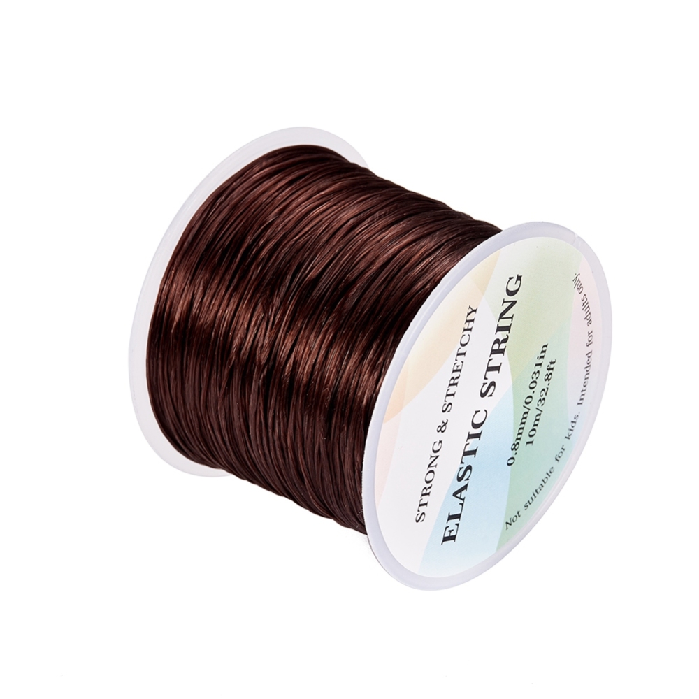 Flat Elastic Crystal String, Elastic Beading Thread, for Stretch Bracelet Making, Brown, 0.8mm; about 60m/roll