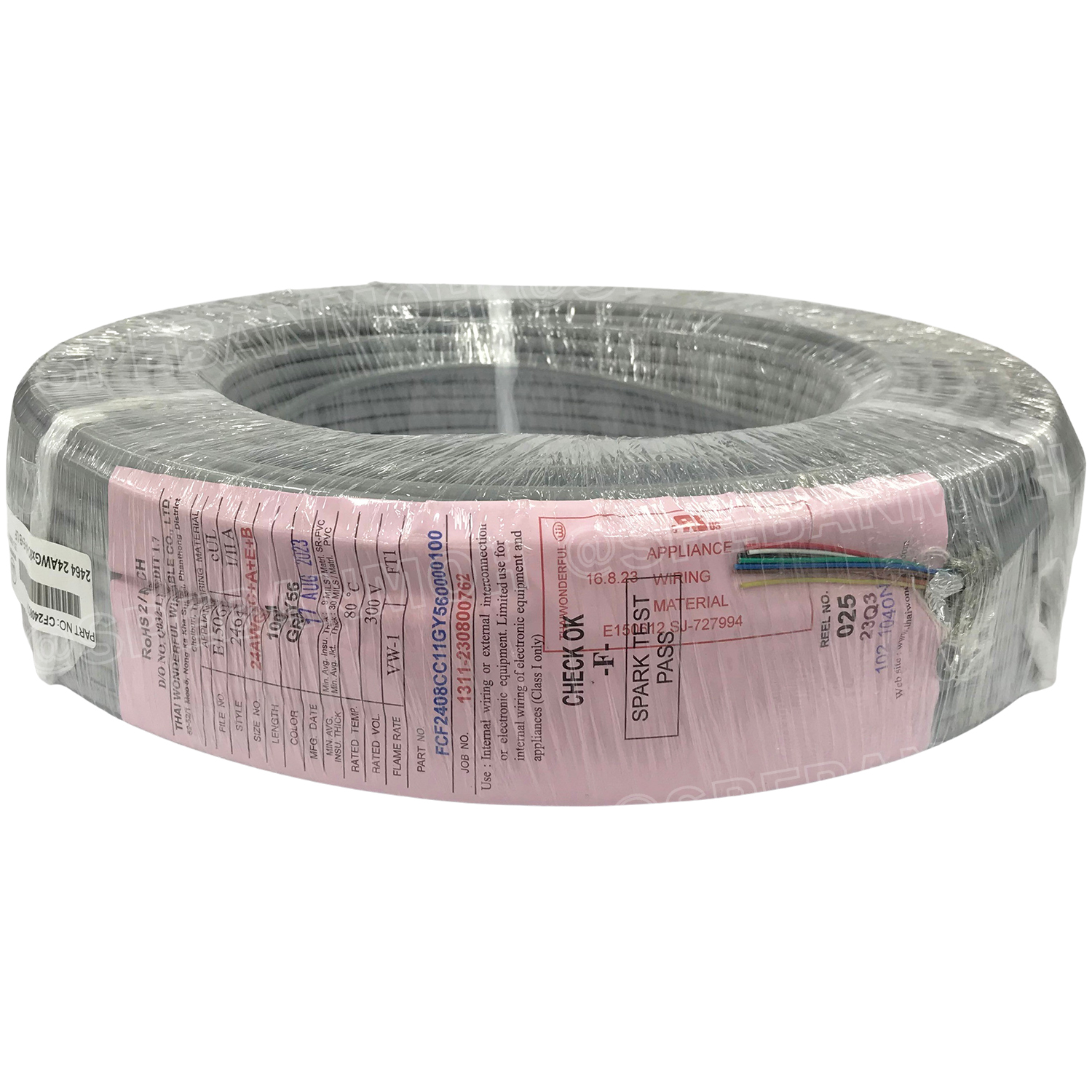 [ 1 เมตร ] TW-2464-BS-24AWG-08C สีเทา Grey สายมัลติคอร์ 8 คอร์ ขนาด 24AWG 8C x 24AWG UL2464 300V 80°C AWG24 เบอร์ 24 สายชีลรอบ Braid Shielded Multicore Cable 8C Computer Cable TCU Tinned Stranded Copper AWM 2464 24AWG VW-1 80°C 300V E150612 Thai Wonderful