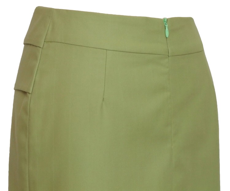 SK-096 กระโปรงแฟชั่น&ทำงาน ทรงสอบ ผ้าคอตต้อนญี่ปุ่นผสมสเปนเดคสีเขียว