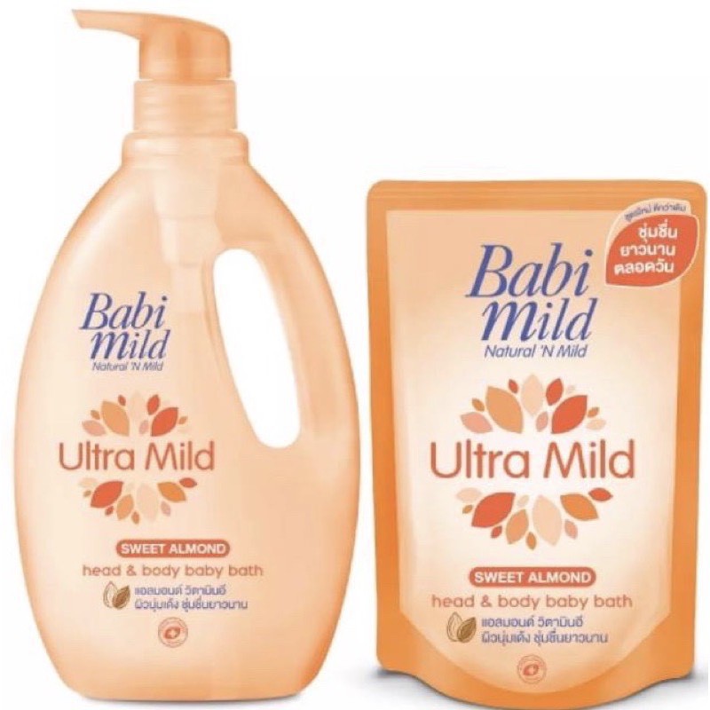 1แถม1 Babi Mild ผลิตภัณฑ์สบู่เหลว เบบี้มายด์ อัลตร้ามายค์-เฮดแอนด์ บอดี้ ขนาด 850 มล.ฟรีถุงเติม 380 มล.1ถุง(ขวด+ถุง)
