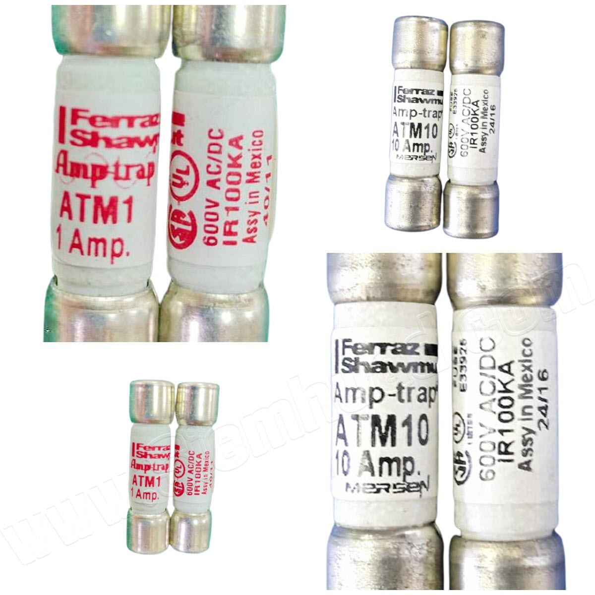 ฟิวส์ ATM series Fast-Acting Midget Fuses (Ferraz Shawmut, MERSEN) ATM series Volts: 600VAC / DC, Amps: 1/10 to 30A (35 to 50A AC only)