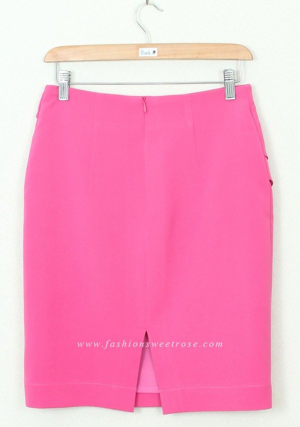 SK-293 กระโปรงแฟชั่น&ทำงาน ทรงสอบ ผ้าไหมอิตาลีสีชมพู Pink Candy