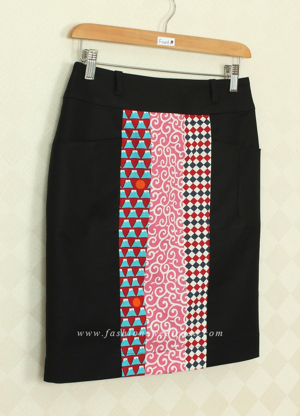 SK-382 กระโปรงแฟชั่น กระโปรงทำงาน ทรงสอบ ผ้าญี่ปุ่นผสมสเปนเด็กสีดำ