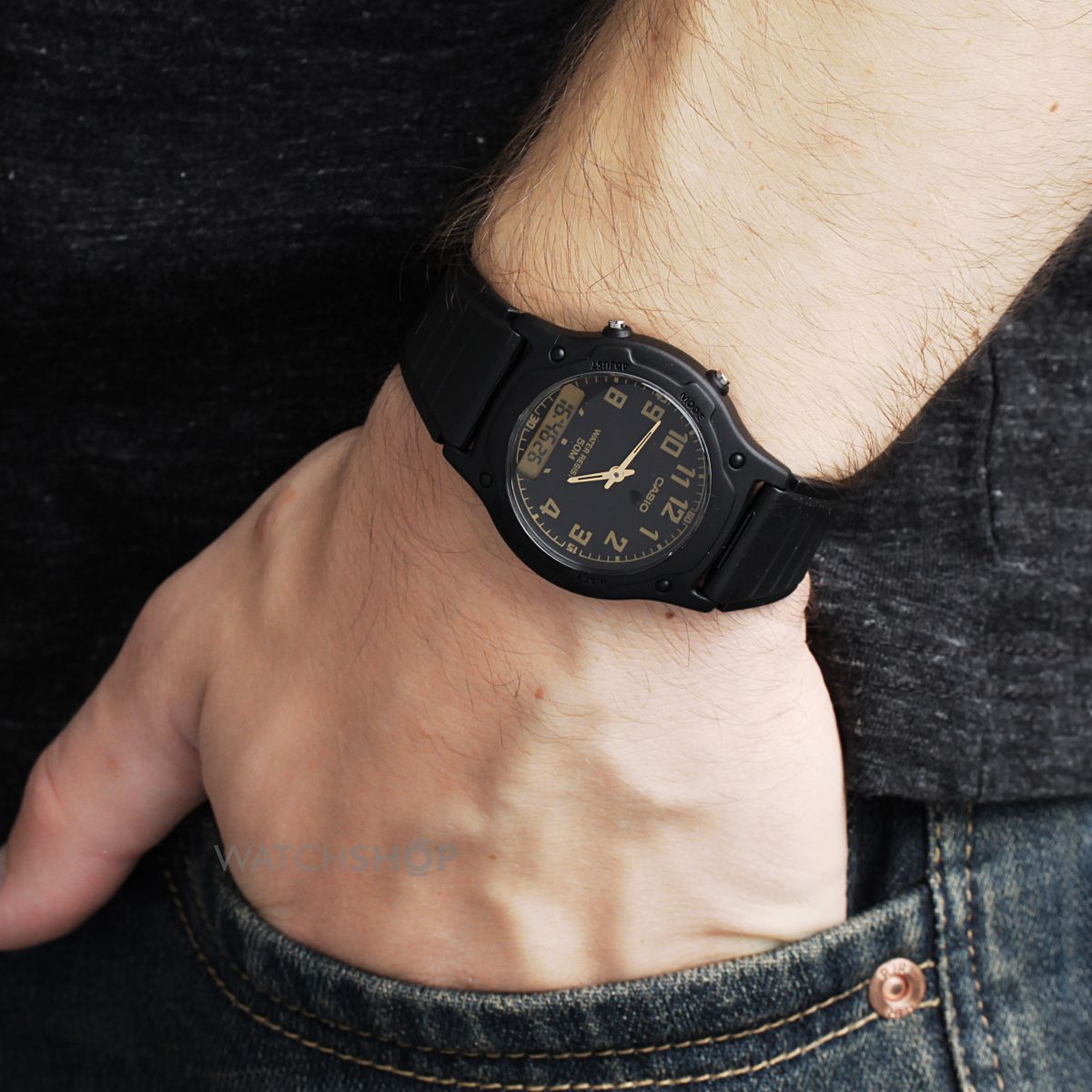 CASIO Standard รุ่น AW-49H-1BVDF สีดำ เลขทอง สินค้าของเเท้ รับประกัน 1 ปี