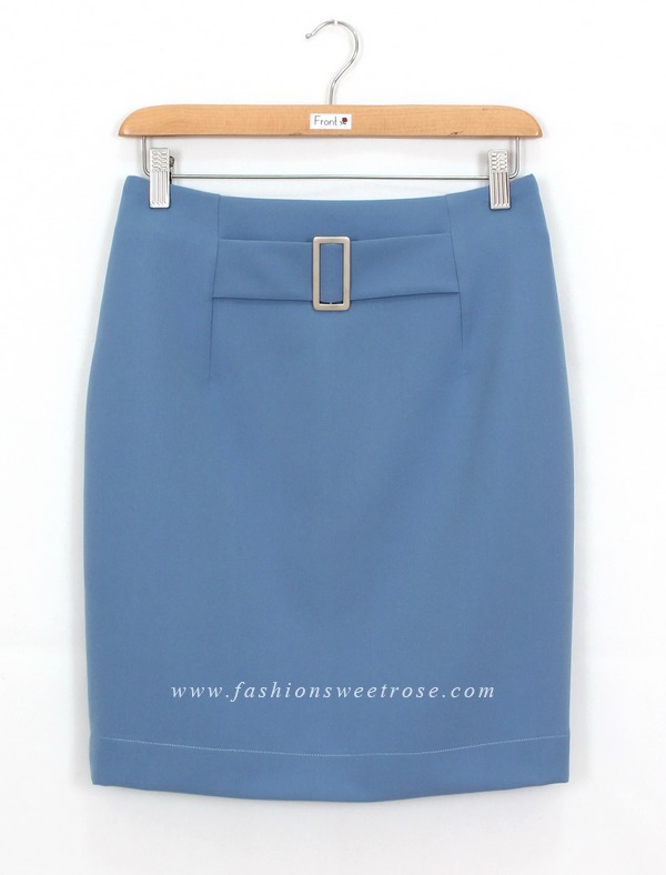 SK-403 กระโปรงแฟชั่น&ทำงาน ทรงดินสอ ผ้า GALAXY สีฟ้า