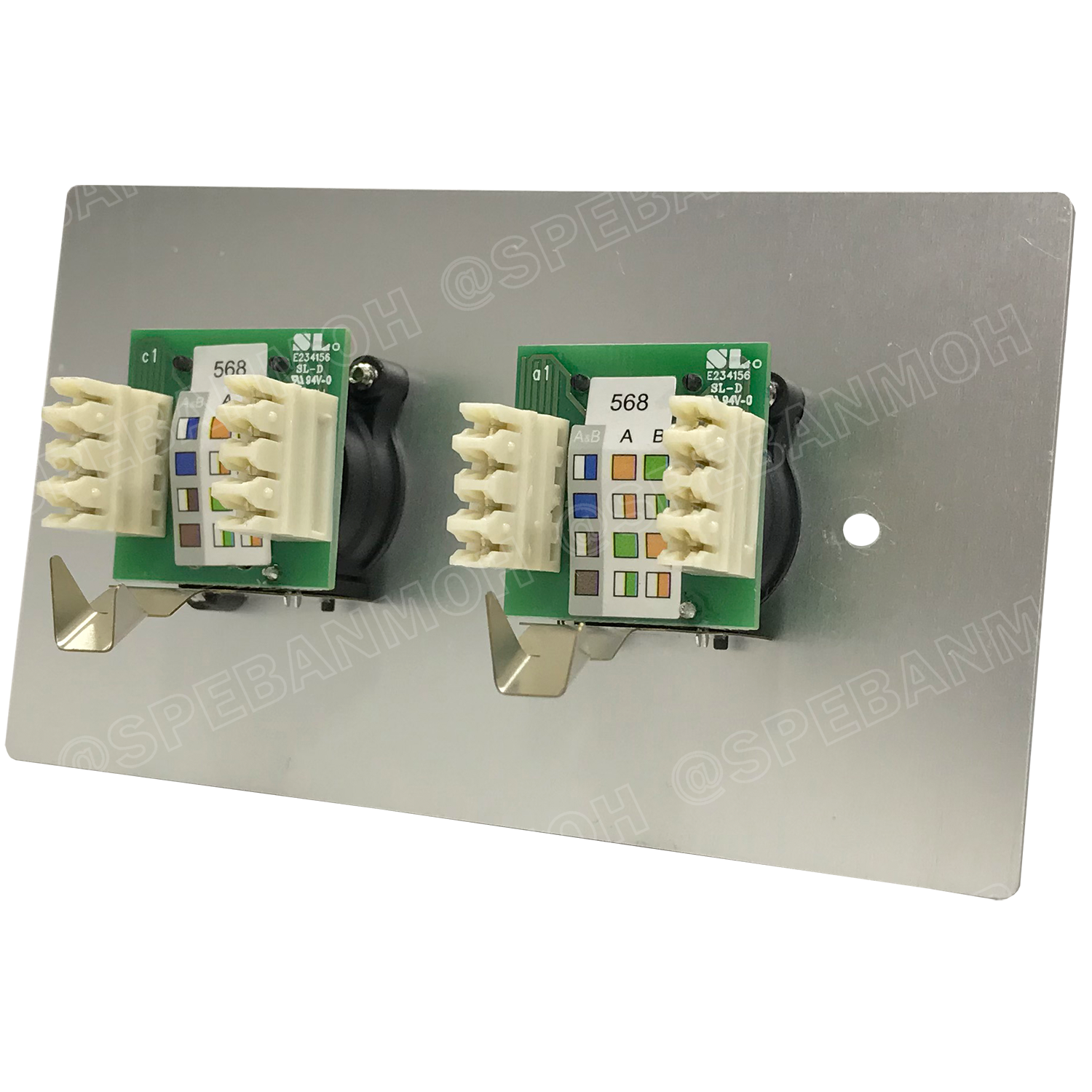 [ 1ชุด ] AMW-RJ45-02P ชุดเพลทแอมฟีนอล Amphenol RJ45 Outlet for XLRnet CAT5E 2 Port With Connecter เพลท 2ช่อง RJ45 เพลทแอมฟินอล RJX8FD5110 คอนเน็คเตอร์ เพลทแลนด์ Amphenol Plate อุปกรณ์อินเตอร์เน็ต IDC Terminals RJ45 เมียติดแท่น