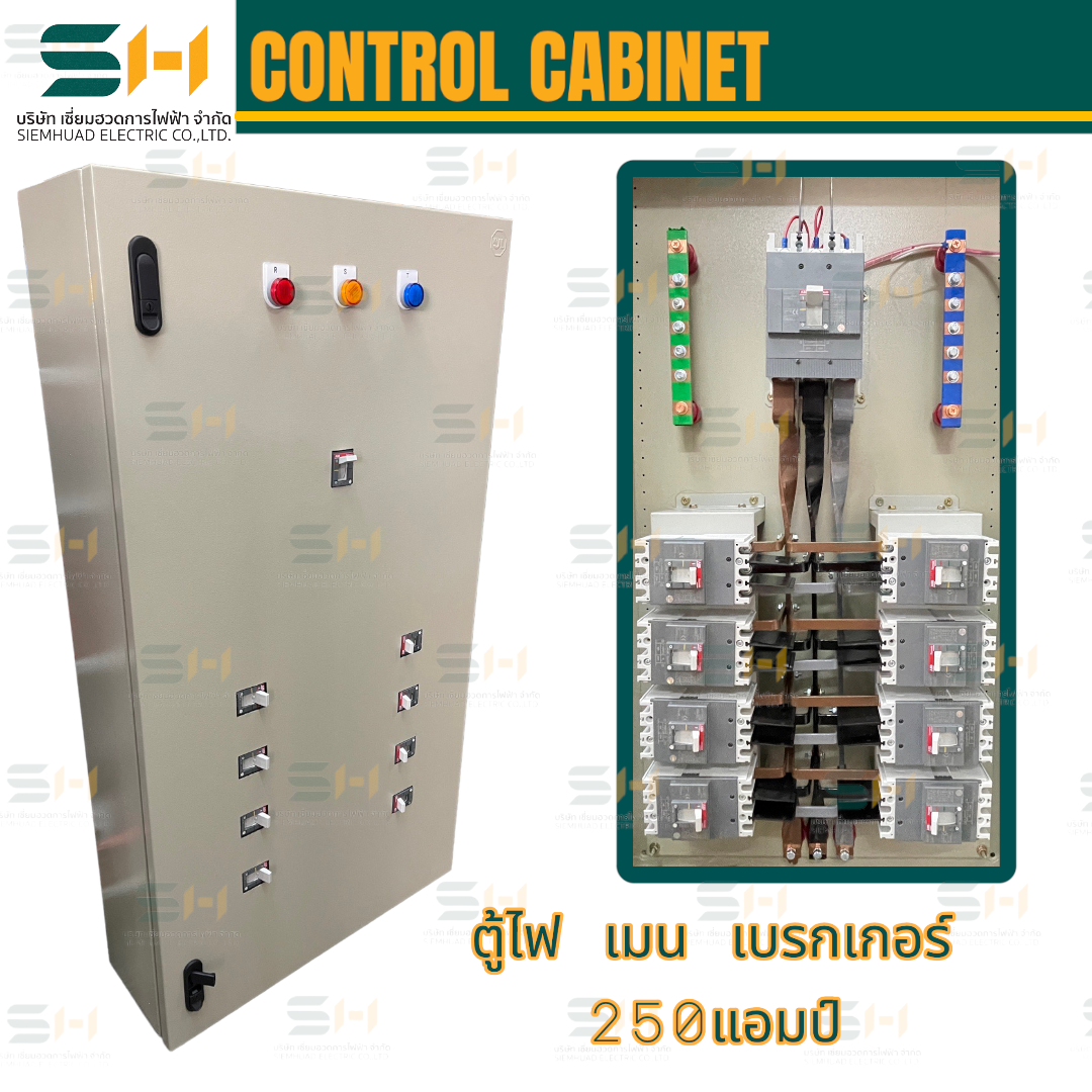 ตู้ไฟ เมนเบรกเกอร์ 250A (อุปกรณ์ WALL MOUNTING CABINET (KJL), LED Pilot Lamp, MOLD CASE CIRCUIT BREAKER (ABB)