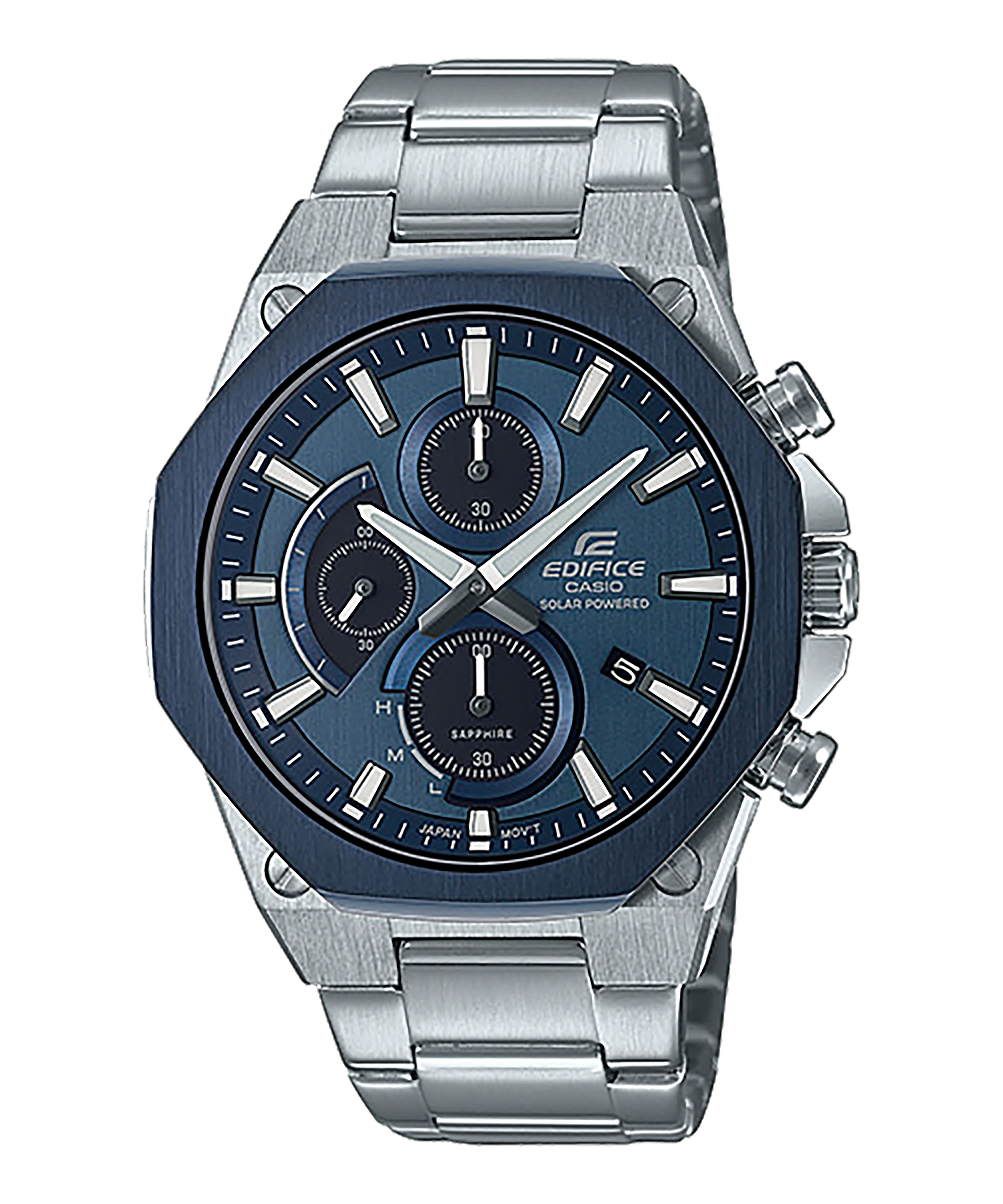 CASIO EDIFICE รุ่น EFS-S570DB-2AUDF สายสแตนเลส จอสีกรมท่า หน้าปัด Sapphare สินค้าใหม่ ของแท้ รับประกันศูนย์ CMG