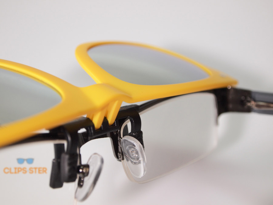 คลิปออนกันแดด Clipsster รุ่น Wayster กรอบเหลืองเลนส์เขียวปรอท