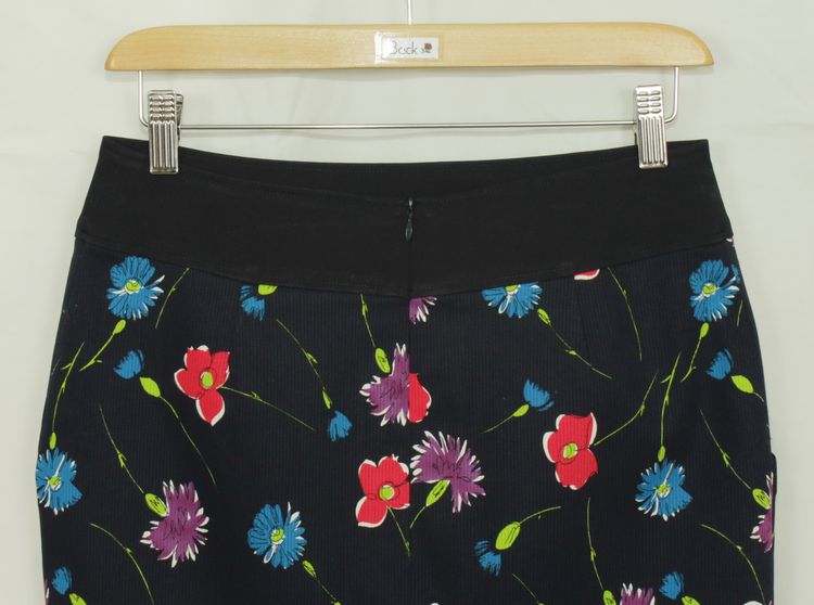 SK-181 กระโปรงแฟชั่น&ทำงาน ทรงสอบ ผ้าญี่ปุ่นผสมสเป็นเด็กพิมพ์ลายดอกไม้โทนน้ำเงิน