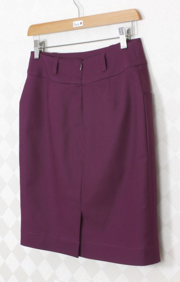 SK-272 กระโปรงแฟชั่น&ทำงาน ทรงสอบ ผ้าญี่ปุ่นผสมสเปนเด็กสีม่วงเปลือกมังคุด