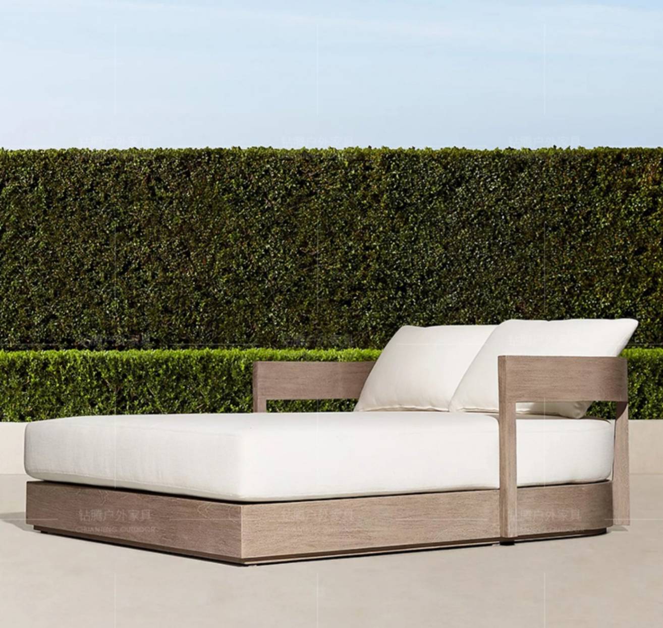 เตียงอาบแดดไม้สัก รุ่น SUNBED DAYBED WHITE GRAY04