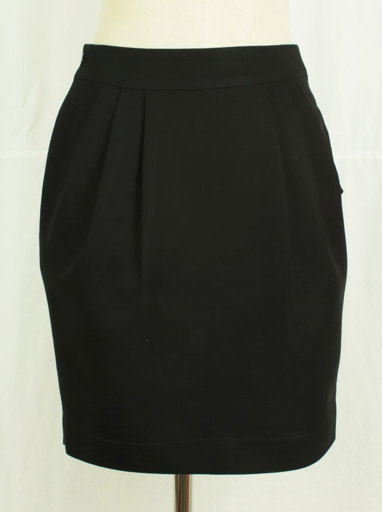 SK-151 กระโปรงแฟชั่น&ทำงาน ทรงสอบจับจีบทวิช ผ้าญี่ปุนสีดำผสมเนื้อสเปนเด็กซ์