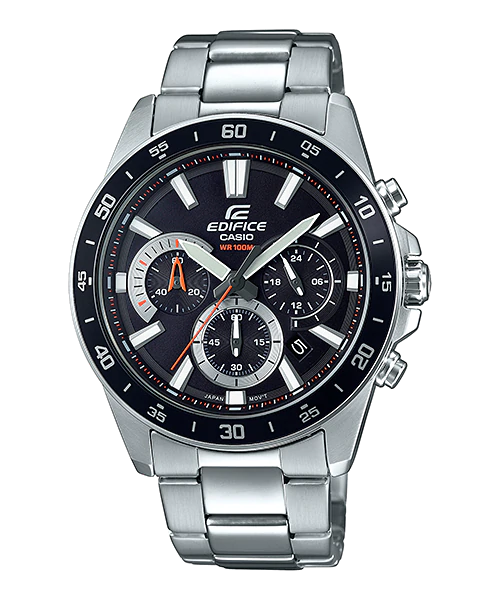 CASIO EDIFICE รุ่น EFV-570D-1AVUDF สายสแตนเลส สีเงิน จอดำ สินค้าใหม่ ของแท้ รับประกันศูนย์ CMG