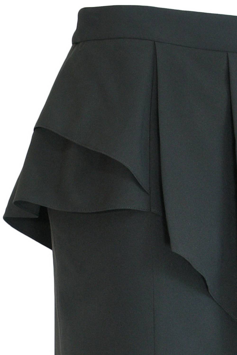 SK-076 กระโปรงทรงสอบ ผ้าไหมอิตาลีสีดำ แต่งระบายไล่ระดับ ลายผ้าสวยค่ะ